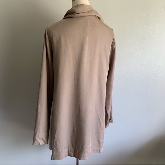 NWT Garnet Hill 100% tencel draped wrap blazer jacket taupe beige size 6 - Picture 3 of 8